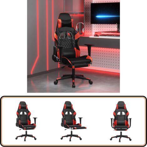 Chaise de jeu de massage avec repose-pied Noir&Rouge Similicuir - Chaise Gamer - Chaise De Jeu - Fauteuil De Jeu - Chaise Ergonomique - Chaise Massante