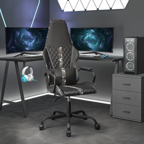 Chaise de jeu de massage camouflage et noir similicuir vidaXL