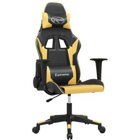 Chaise de jeu de massage Noir et doré Similicuir