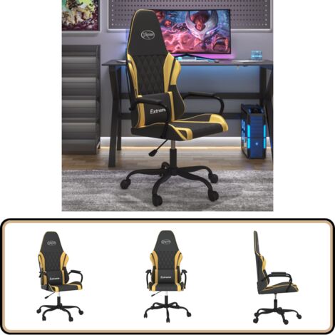 Chaise de jeu de massage Noir et doré Similicuir - Chaises De Gaming - Chaise Gamer - Fauteuil De Bureau - Chaise Ergonomique - Chaise De Jeu Confortable
