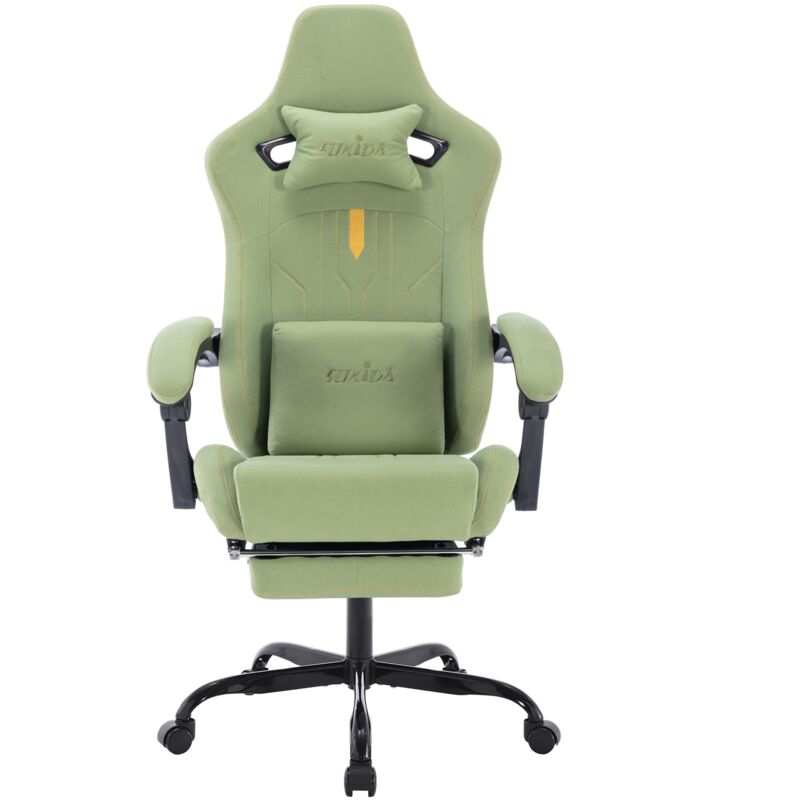 Fortuna Lai - Chaise de jeu ergonomique à dossier haut – avec appui-tête et coussin lombaire amovible, dossier réglable à 135°, repose-pieds, soutien