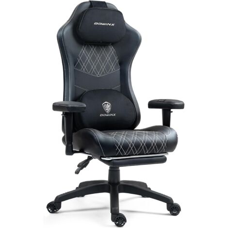 Chaise de jeu, ergonomique, avec fonction massage et chaleur, coussin à ressorts ensachés respirant, comme dans le canapé, chaise PC réglable avec repose-pieds, soutien du dos et du cou, noir