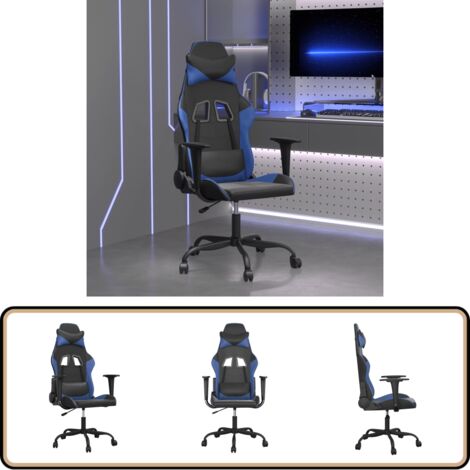 Chaise de jeu Noir et bleu Similicuir - Chaises Gaming - Fauteuil Gamer - Chaise Bureau - Chaise Ergonomique - Chaise Confortable