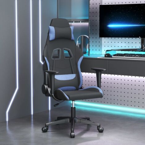Chaise de jeu Noir et bleu Tissu vidaXL
