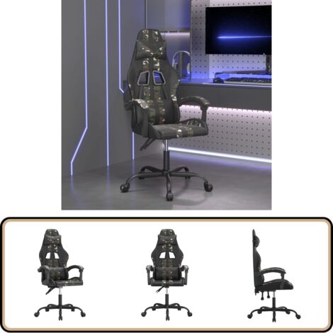 Chaise de jeu Noir et camouflage Similicuir - Chaise Gaming - Fauteuil Gamer - Chaise Bureau - Confortable - Réglable