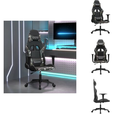 Chaise de jeu Noir et camouflage Similicuir - Chaises Gaming - Fauteuil Gamer - Chaise Bureau - Chaise Ergonomique - Chaise Confortable