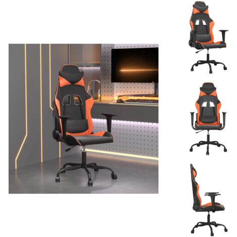 Chaise de jeu Noir et orange Similicuir - Chaises Gaming - Fauteuil Gamer - Chaise Bureau - Chaise Ergonomique - Chaise Confortable