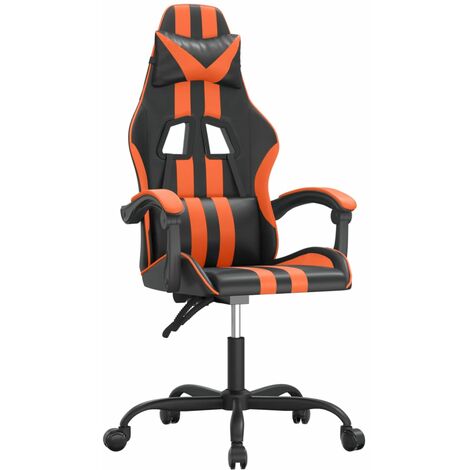 Chaise de jeu Noir et orange Similicuir vidaXL