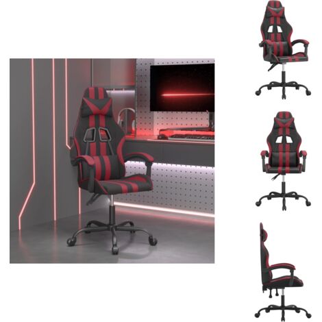 Chaise de jeu Noir et rouge bordeaux Similicuir - Chaise Gaming - Fauteuil Gamer - Chaise Bureau - Confortable - Ergonomique