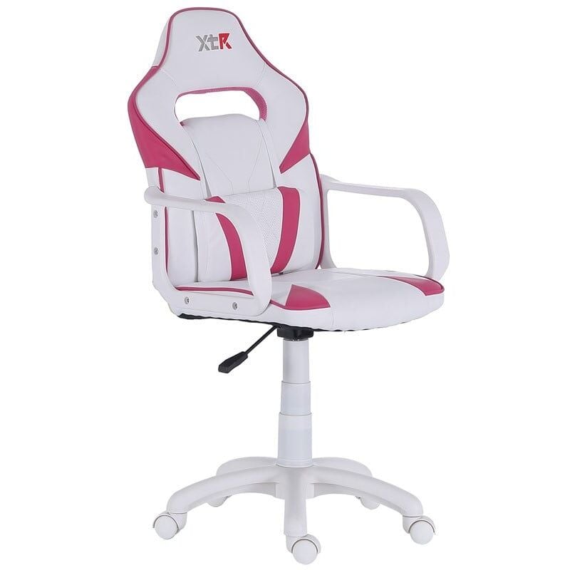 Chaise de jeu xtr X10 setup gamer hauteur réglable coussin lombaire sporty 101-109x60x57 cm couleur blanc & rose