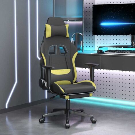 Chaise de jeu,Fauteuil de jeux,Siège gamer de massage avec repose-pied Noir et vert clair BGT25480