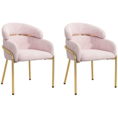 Chaise-de-loisirs-velours-rose-pieds-métal-4-pour-salon-chambre-53x45x79cm