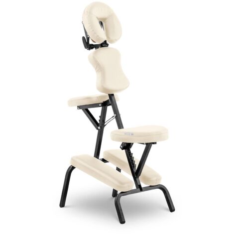 Chaise De Massage Assis De Traitement Pliante Portable Rembourrée Beige Avec Sac