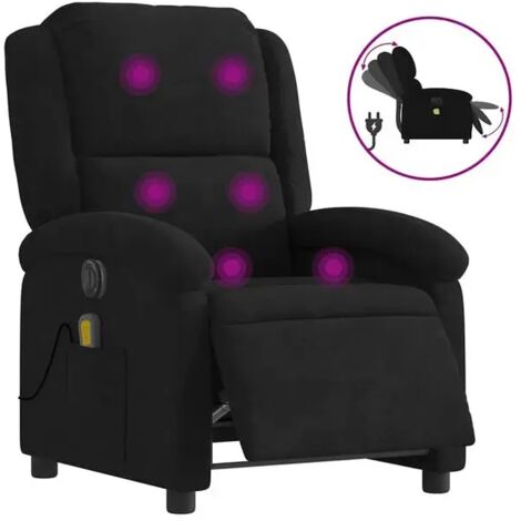 Chaise de massage électrique en velours noir – Siège relaxant avec fonction chauffage, rouleaux de massage cervicaux et lombaires, réglage intensité 3 niveaux, design ergonomique pour usage domestique