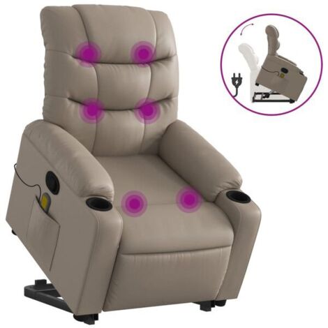 Chaise de massage ergonomique en similicuir couleur cappuccino – avec chauffage lombaire, rouleaux à pression variable et fonction de réduction du stress