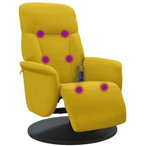 Chaise de massage relaxante avec repose-pieds intégré – Fauteuil ergonomique en velours jaune pour détente complète à domicile