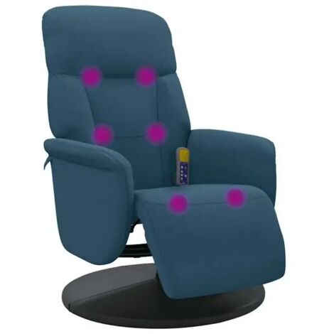Chaise de massage relaxante en forme de chaise longue avec repose-pieds intégré – Revêtement en velours bleu doux et respirant – Technologie de massage par vibration et chauffage – Pour salon, bureau 