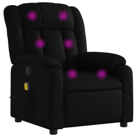 Chaise de massage relaxante en similicuir noir – Fauteuil d’allonge ergonomique avec fonction vibration et réglage inclinaison