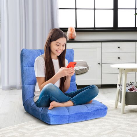 Chaise de Méditation Canapé-Lit Pliable avec 14 Positions Réglables 56 x 67 x 56CM-Bleu CWXT2327 DESIGN IN