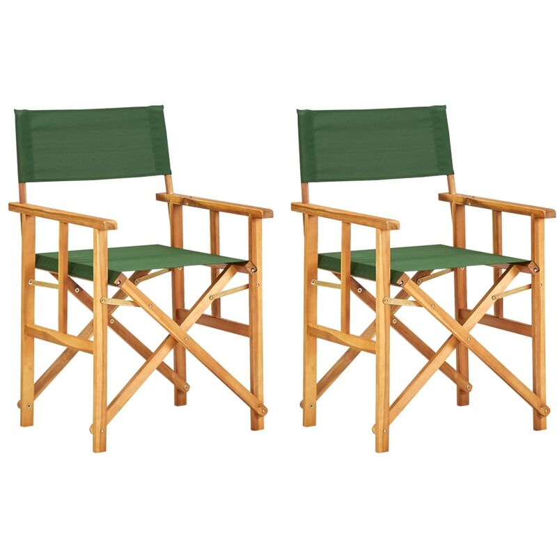 Chaises de Metteur en Scène Bois Massif d'Acacia Vert 2 pcs