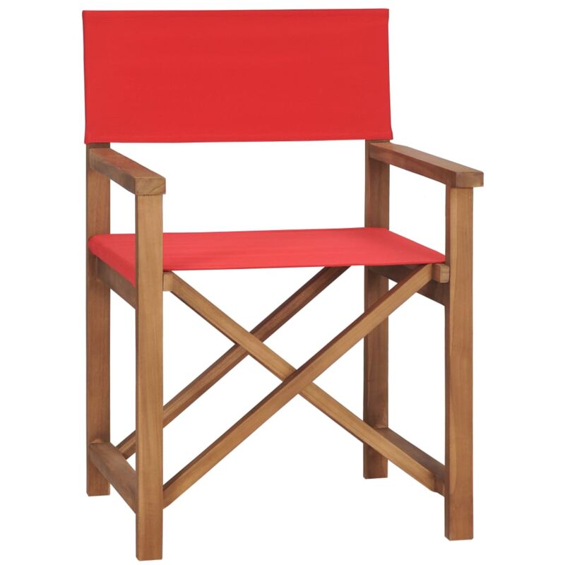 Chaise de metteur en scène Bois de teck solide Rouge - Rouge