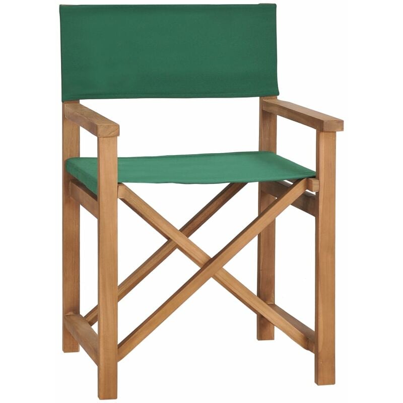 Maisonchic - Chaise de metteur en scène Fauteuil de metteur Chaise de jardin Bois de teck solide Vert Chaise de salon 78644