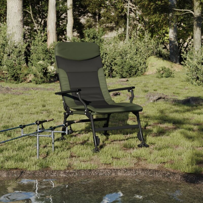 Vidaxl - Chaise de pêche avec accoudoir pliable vert