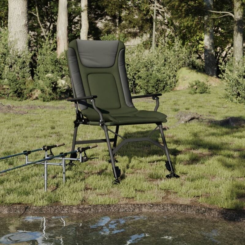 Chaise de pêche avec accoudoir pliable vert Vidaxl