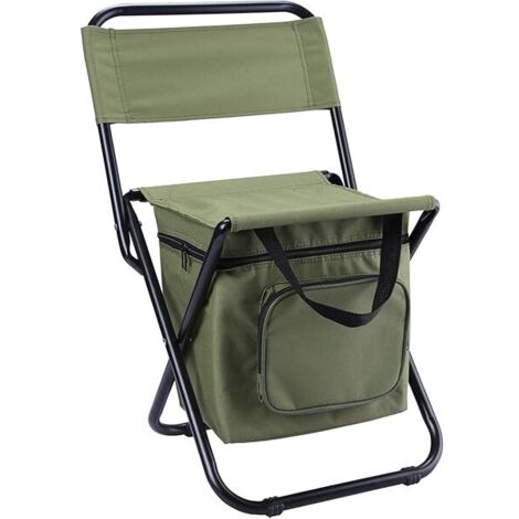 Chaise De Peche - Avec Sac Fraicheur Integre - Cadre En Acier 16 Mm - Tissu Oxford Double Couche - Pliable Et Portable - Pour Camping Pêche Et Randonnée - 1 Piece