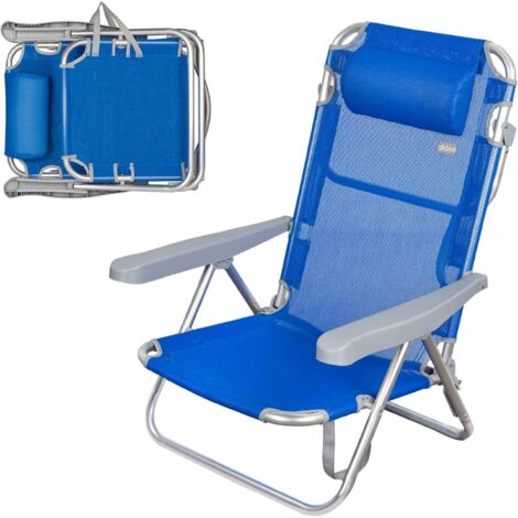 Chaise de plage 5 positions avec tête 60 x 78 x 108 cm Beach Aktive 62608