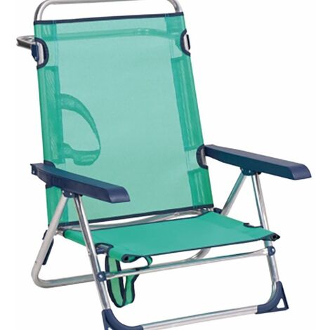 Chaise de plage basse avec poign�e Aluminium/Fibreline Bleu verd�tre Alco