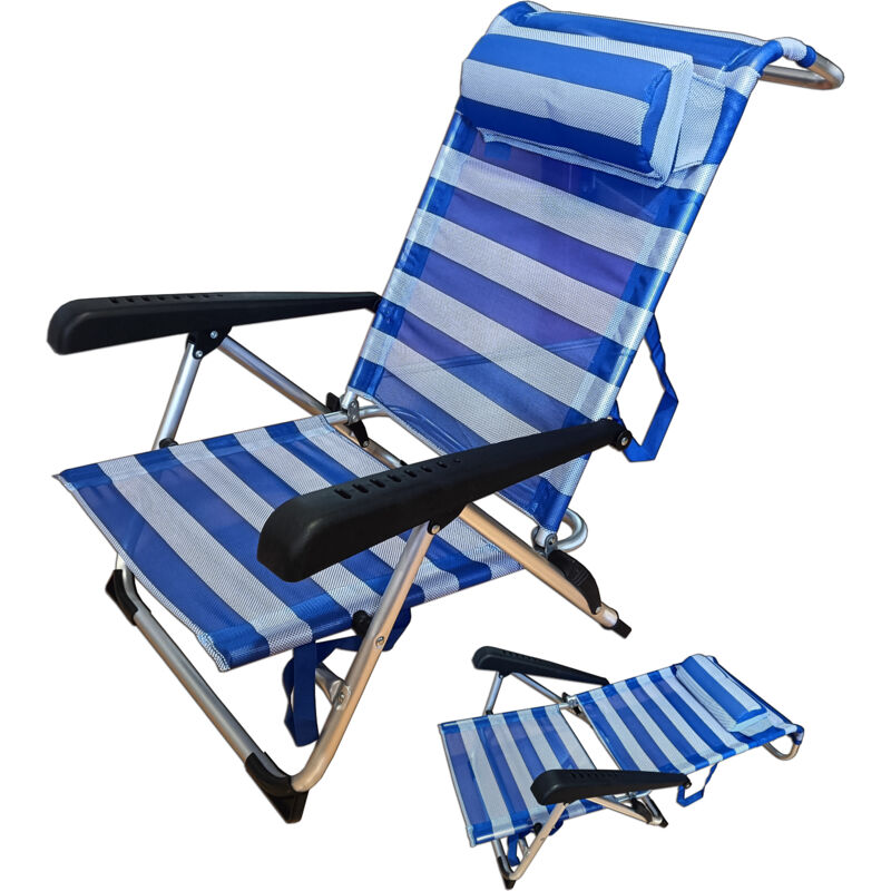 Fplus - Chaise de plage basse Pluvia lit 5 positions coussin 22 mm XYX-101PL607