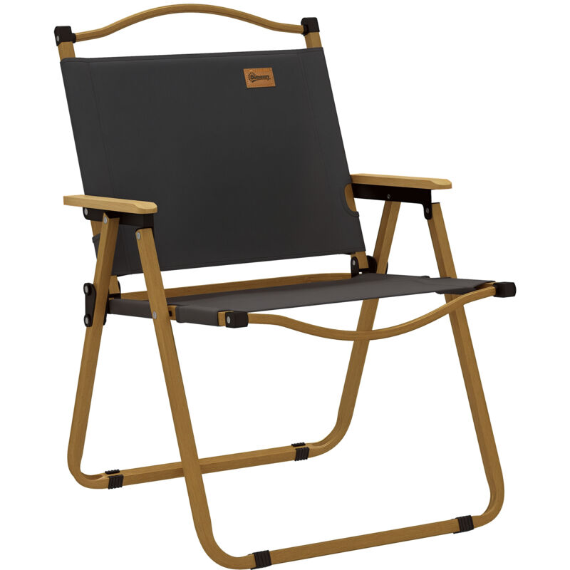 Outsunny - Chaise de plage camping pliante - poignée - structure acier oxford gris