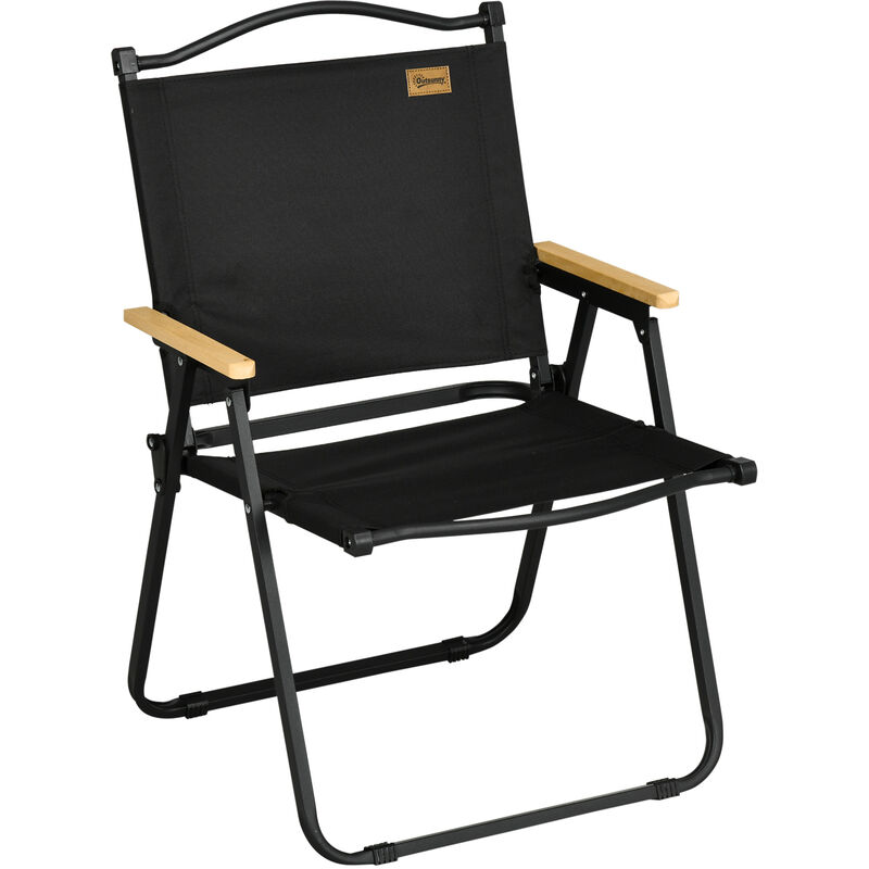 Chaise de plage camping pliante - poignée - structure acier oxford noir - Noir