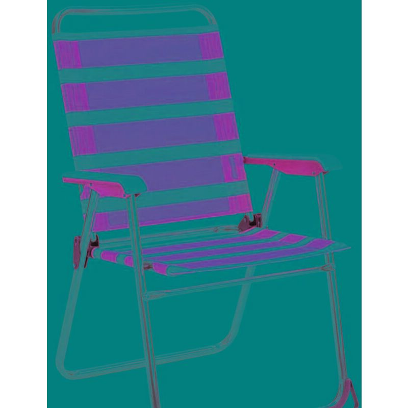 Chaise de plage Chaise de plage fixe Aluminium/Fibreline Bleu/Blanc Alco