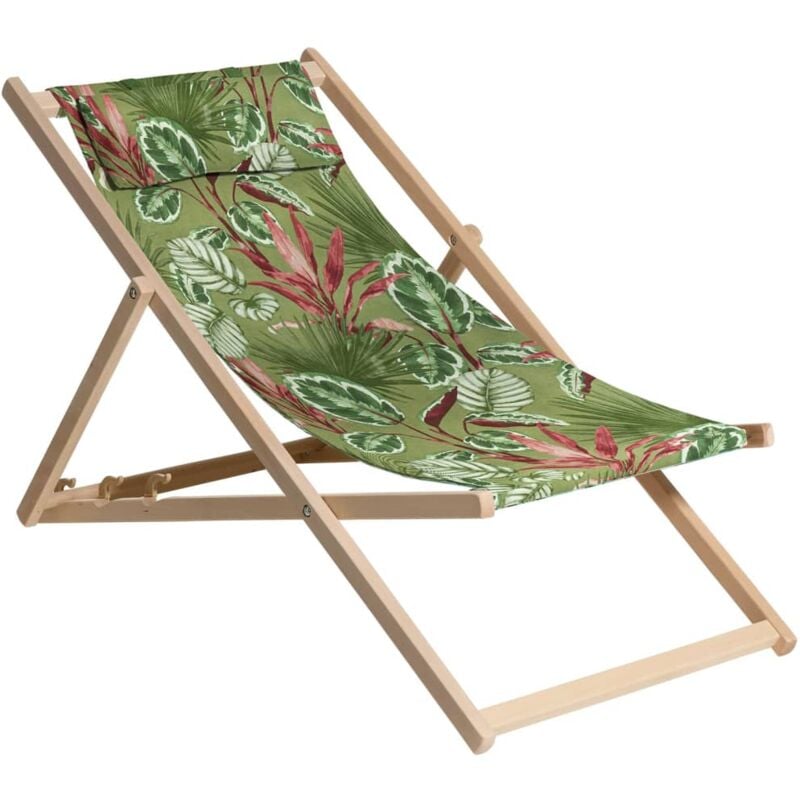 Madison - Chaise de plage en bois Cala 55x90x87 cm vert