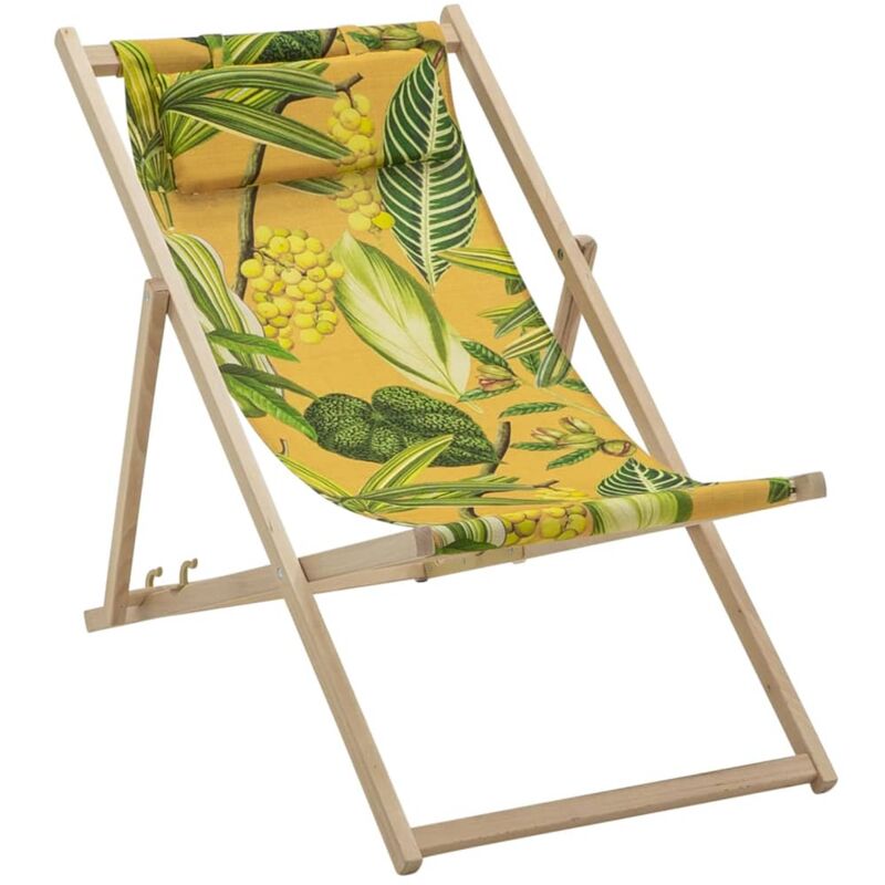 Chaise de plage en bois La Grave 55x90x87 cm jaune Madison