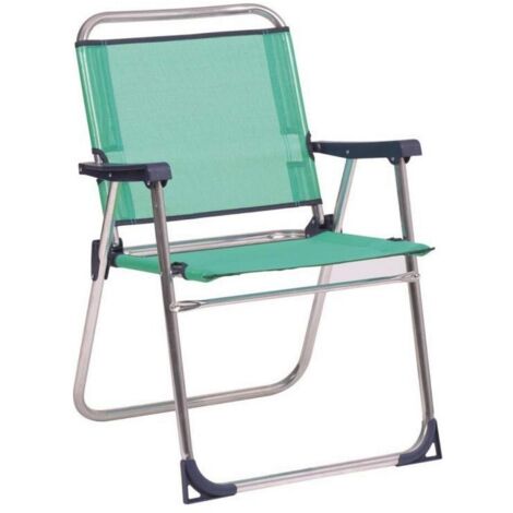 Chaise de plage fixe Aluminium/Fibreline Bleu Vert Alco
