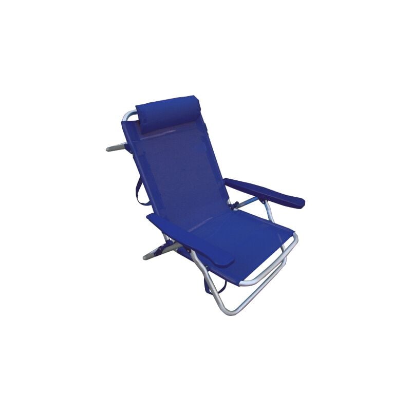 I Giardini Del Re - Chaise de plage inclinable en tube d'aluminium 25 mm bleu 53x62x77 cm piscine de mer