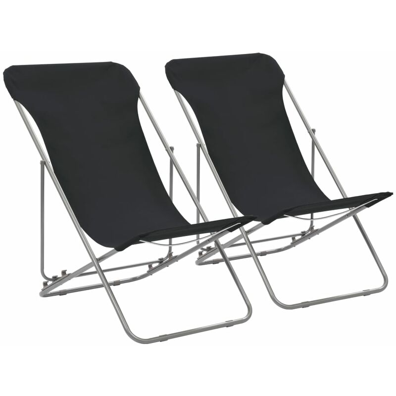 Vidaxl - Chaises de plage pliables 2 pcs Acier et tissu oxford Noir