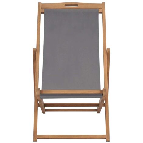 Chaise de plage pliable  Chaise de Camping Chaise longue Bois de teck solide Gris 20716