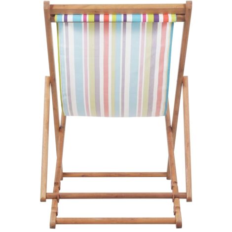Chaise de plage pliable, Chaise de relaxation, Tissu et cadre en bois Multicolore OIB9780E
