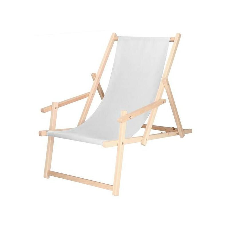 Springos - Chaise de plage pliante avec accoudoirs de couleur gris clair - grigio chiaro