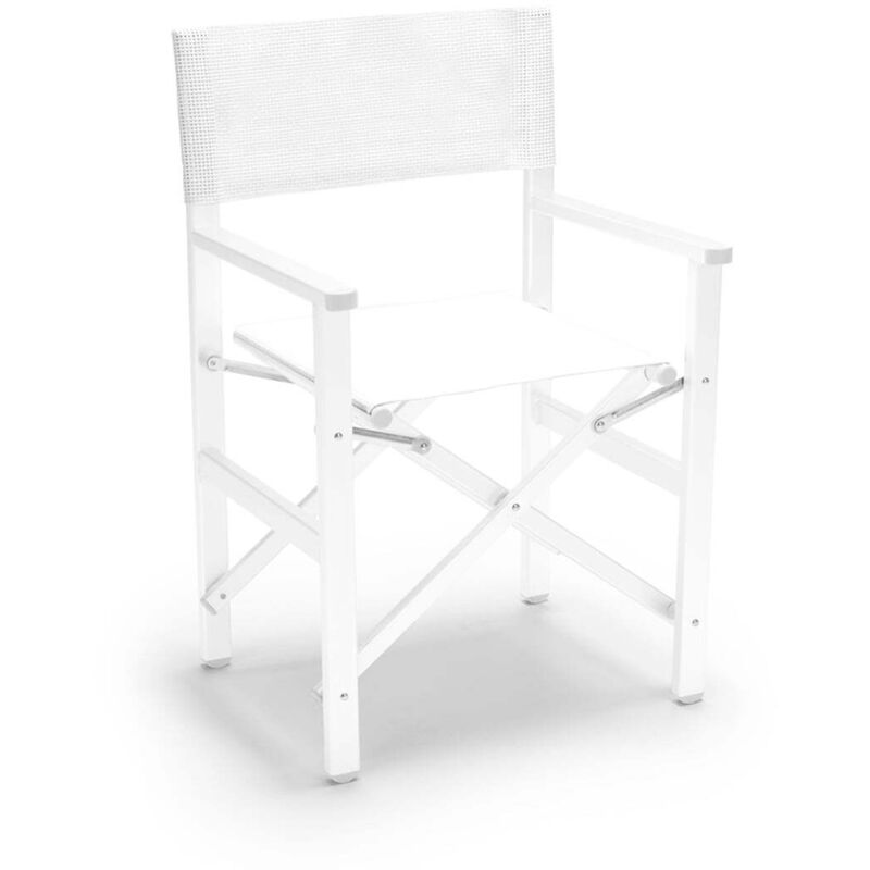 Chaise de jardin pliante en aluminium – Textilène blanc micro-perforé