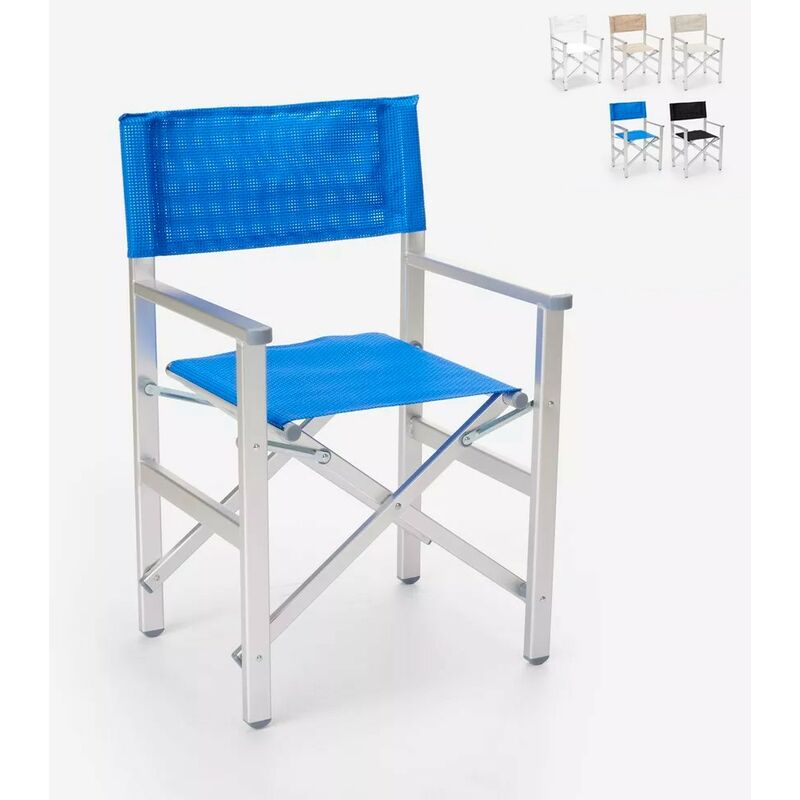 Chaise de plage pliante portable en aluminium textilène Regista Gold Couleur: Bleu