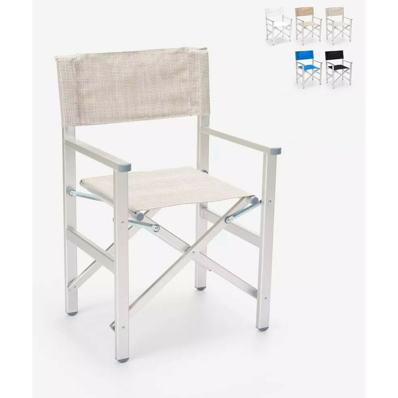 chaise de plage pliante portable en aluminium textilène regista gold couleur: gris