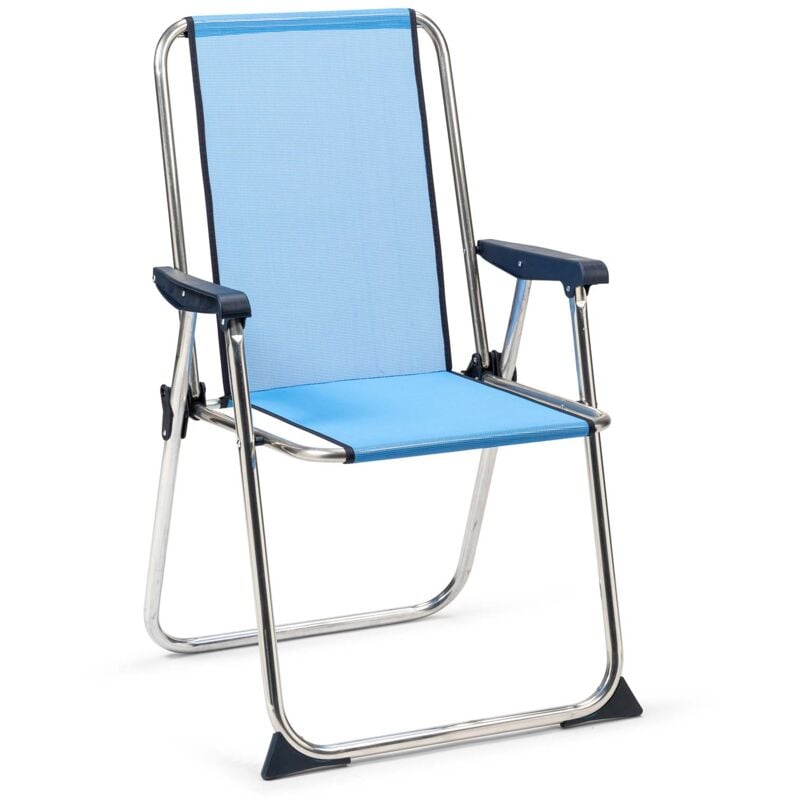Chaise de Plage Pliante avec Dossier Haut Bleu - solenny