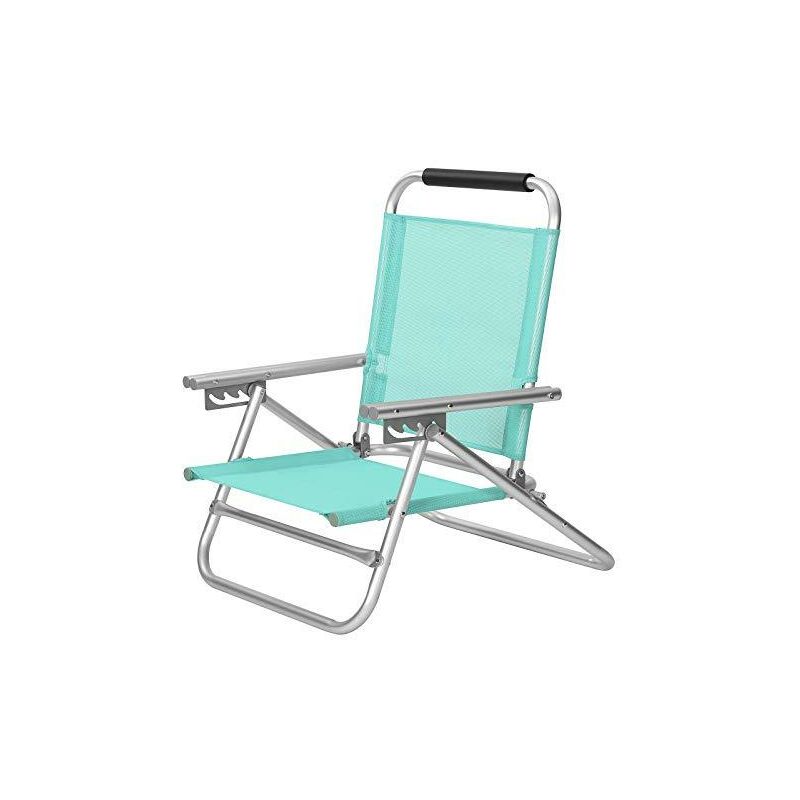 Chaise de plage portable siège d'extérieur pliable dossier réglable sur 4 positions avec accoudoirs tissu respirant et confortable charge 150 kg vert