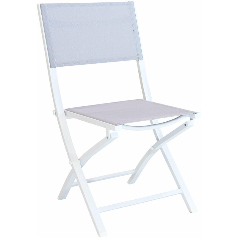 Chaise de pliage de jardin avec structure en aluminium assis et dossier dans le textilene oriental White - White