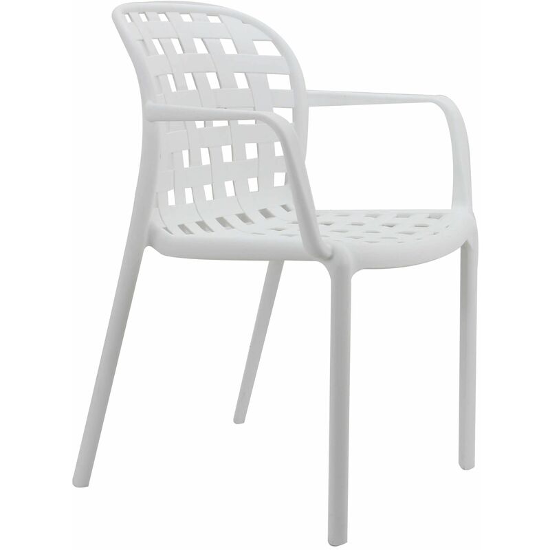 Chaise de polypropylène pour extérieur empilable ariel White